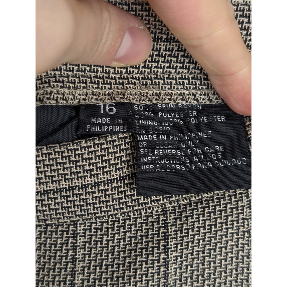 Vintage Nordstrom Pleated Midi Skirt Size 16 Black Tan Preppy Academia Deadstock - Picture 5 of 9
